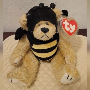 1993 Ty Attic Treasures Plush Bee Costume Bear - Black and Tan